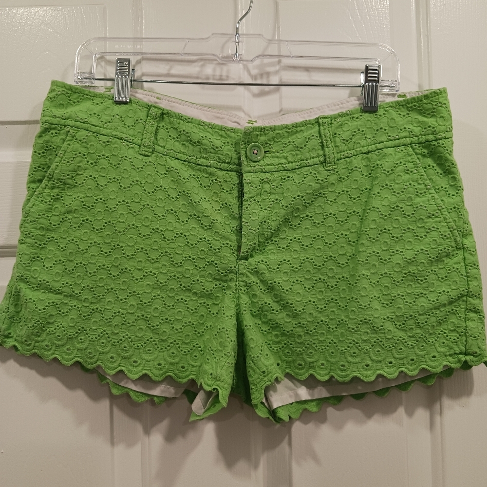 Lilly Pulitzer Lime Green Eyelet Walsh Shorts 10